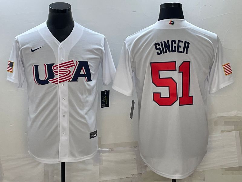 Men 2023 World Cub USA 51 Singer White Nike MLB Jersey8